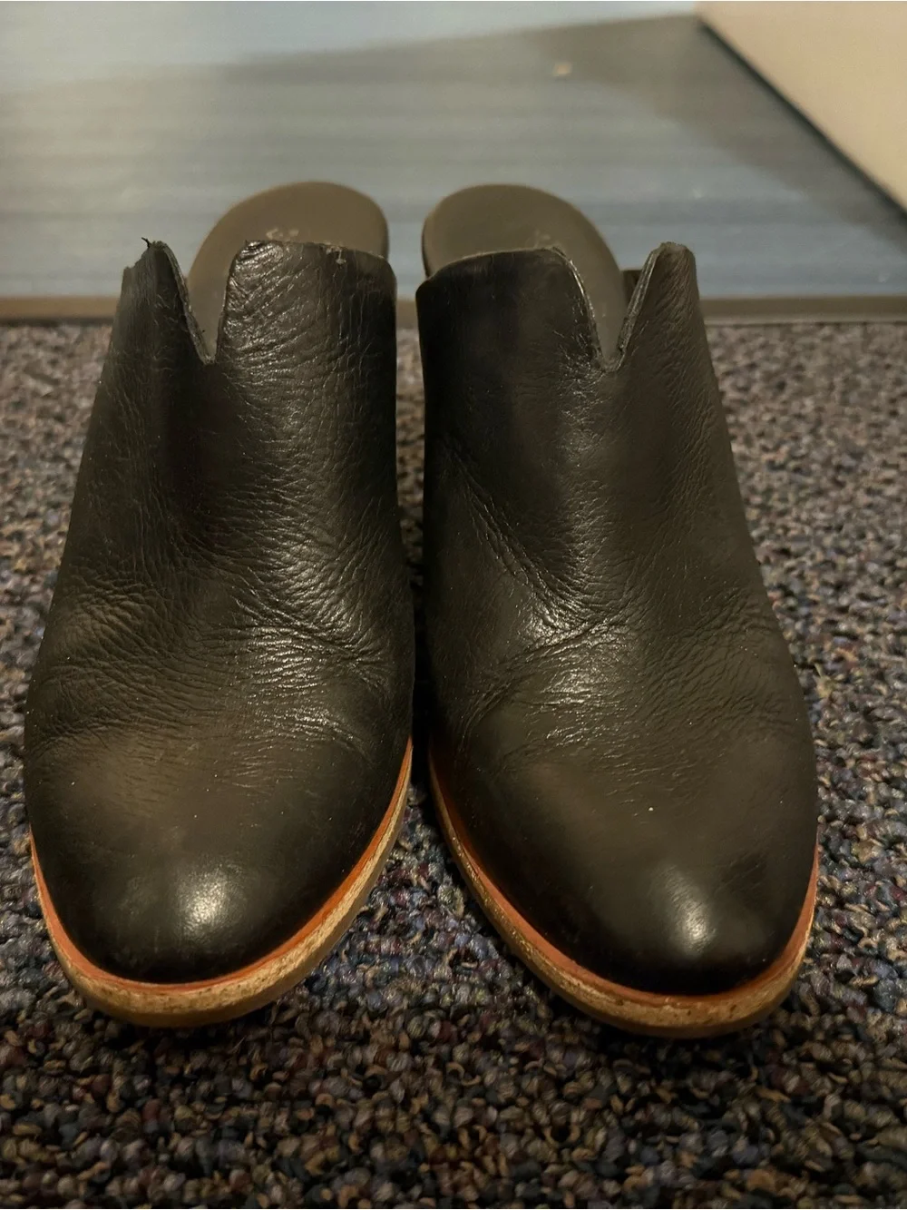 Kork-Ease Women's Black Leather Wedge Mules